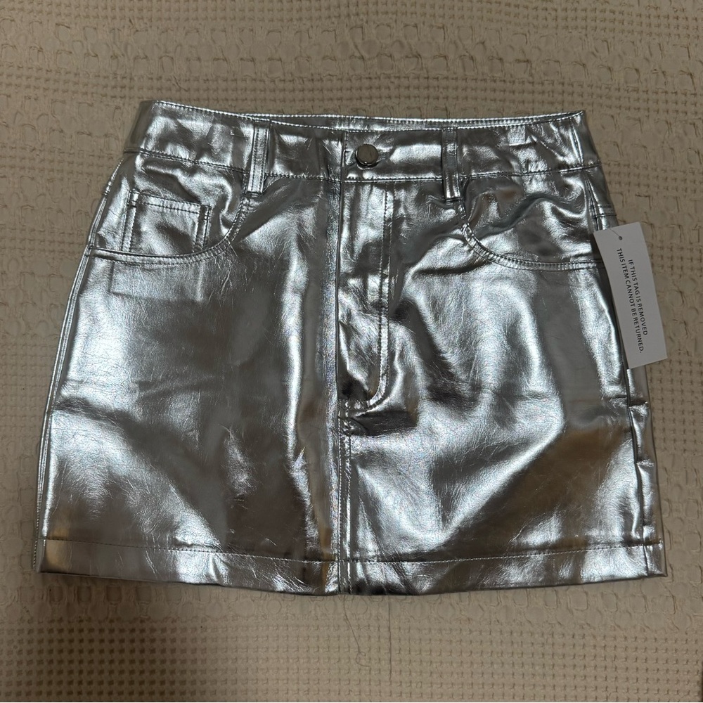 Silver Metallic Mini Skirt